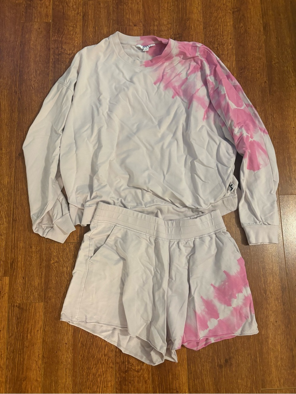 JoyLab Cream & Pink Tie-Dye Women’s Short Set